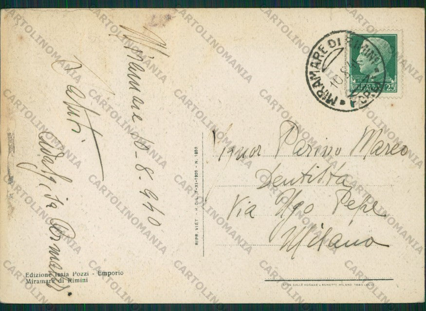 Rimini Miramare di FG cartolina KB1385 – retro