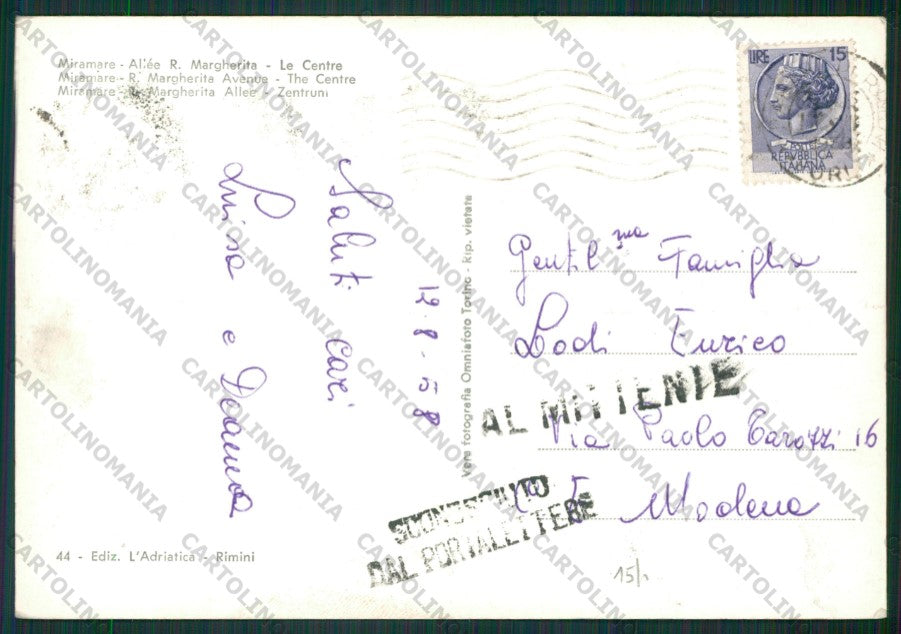 Rimini Miramare di Foto FG cartolina KB1392 – retro
