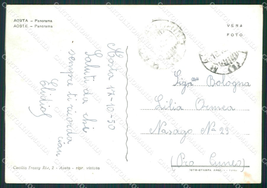 Aosta Città Foto FG cartolina KB1459 – retro