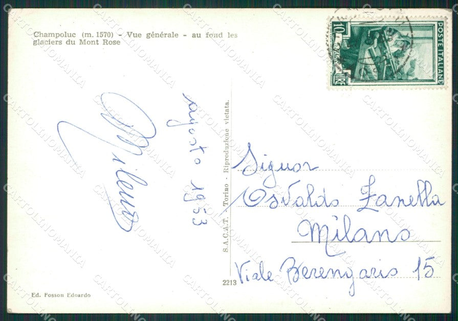 Aosta Ayas Champoluc Monte Rosa PIEGHINA Foto FG cartolina KB1469 – retro