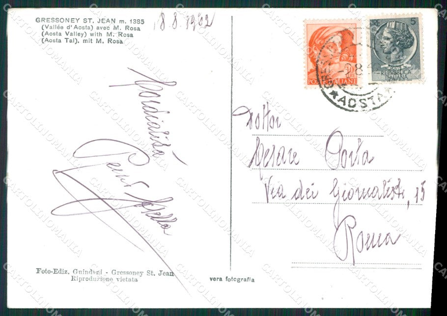 Aosta Gressoney Saint Jean Monte Rosa PIEGHE Foto FG cartolina KB1470 – retro