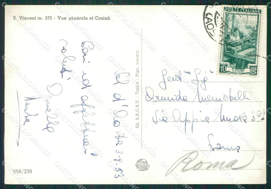 Aosta Saint Vincent Foto FG cartolina KB1472 – retro