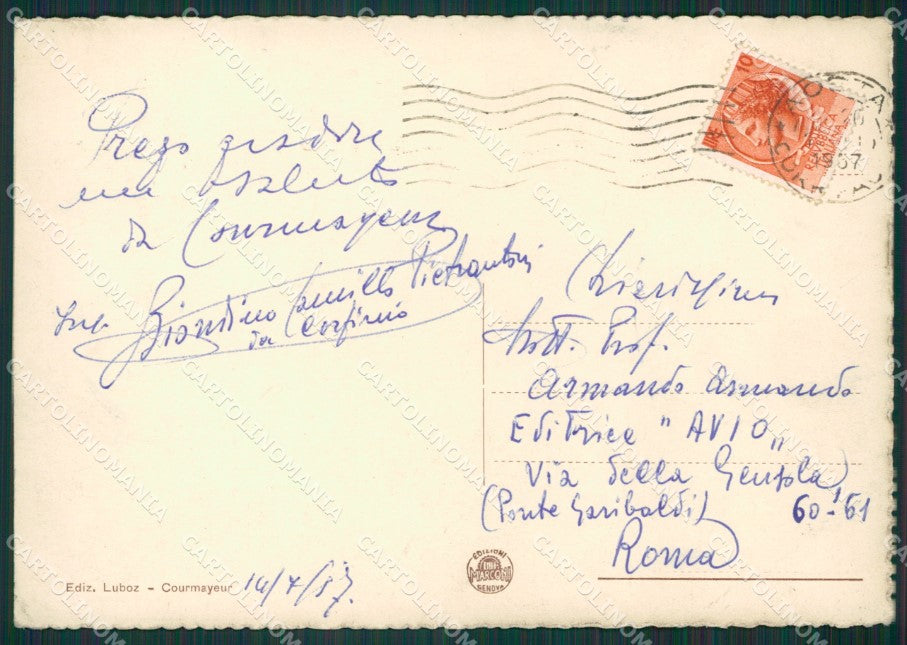 Aosta Courmayeur Val Ferret PIEGA FG cartolina KB1475 – retro