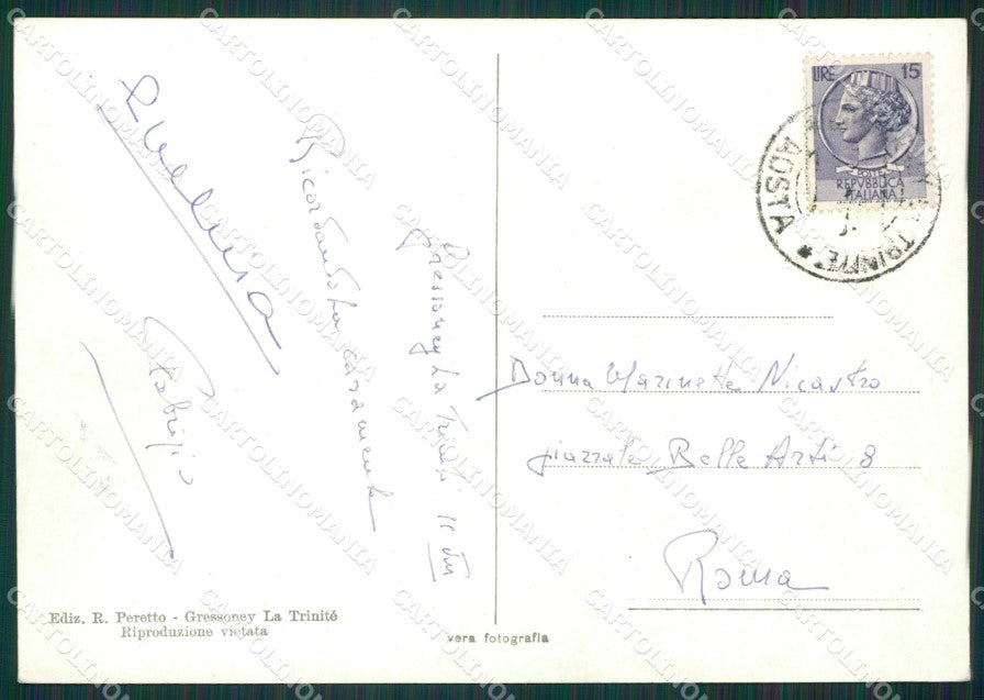 Aosta Gressoney la Trinitè ABRASA Foto FG cartolina KB1476 – retro