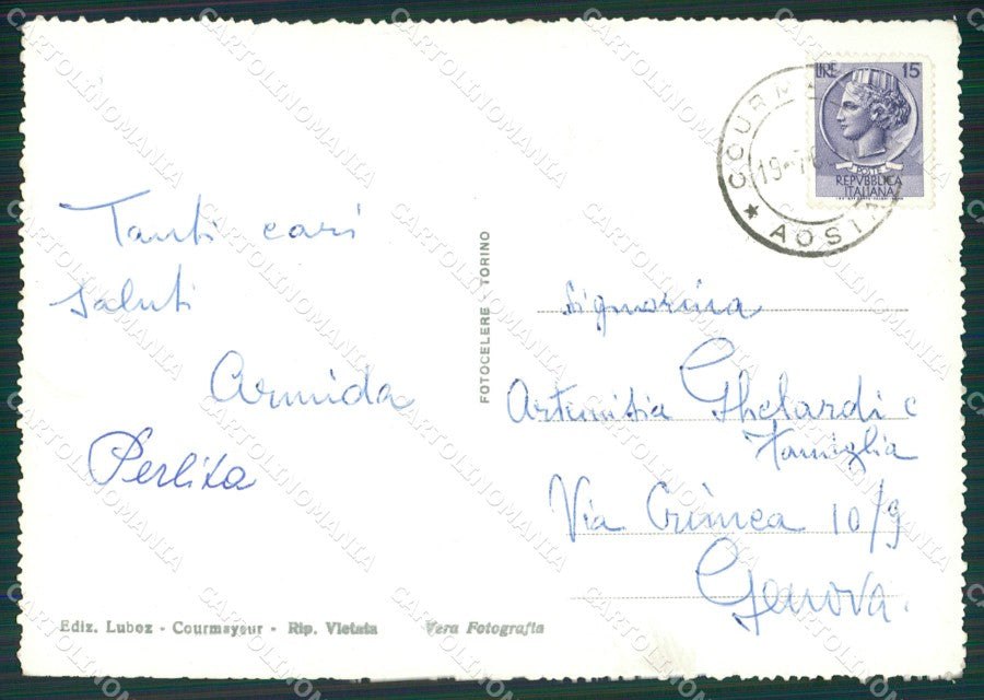 Aosta Courmayeur Dolonne PIEGHINA Foto FG cartolina KB1479 – retro
