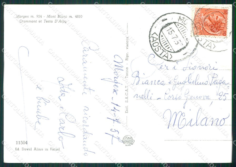 Aosta Mergex Monte Bianco Foto FG cartolina KB1482 – retro
