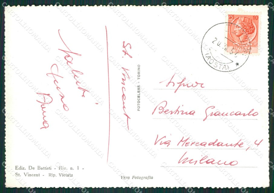 Aosta Saint Vincent Foto FG cartolina KB1490 – retro