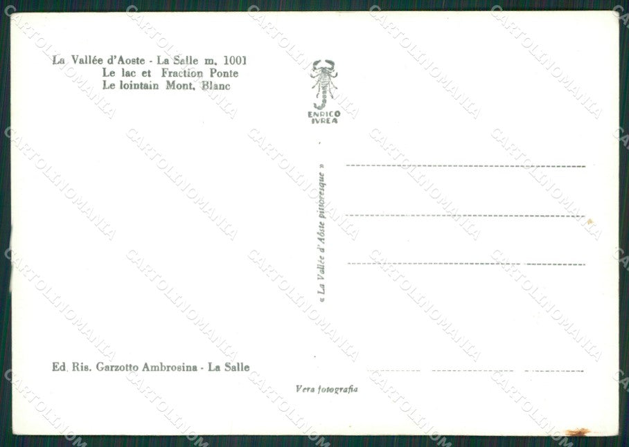 Aosta La Salle Ponte Lago Monte Bianco Foto FG cartolina KB1493 – retro