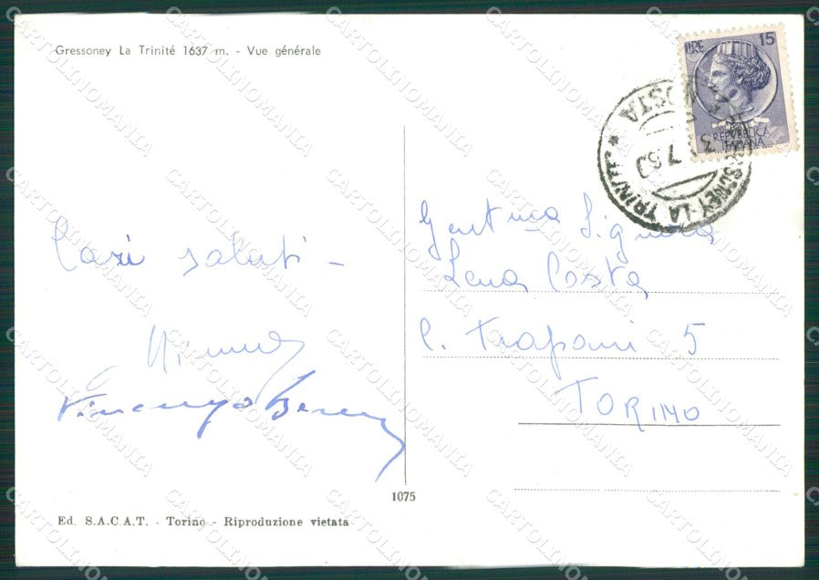Aosta Gressoney la Trinitè Foto FG cartolina KB1494 – retro