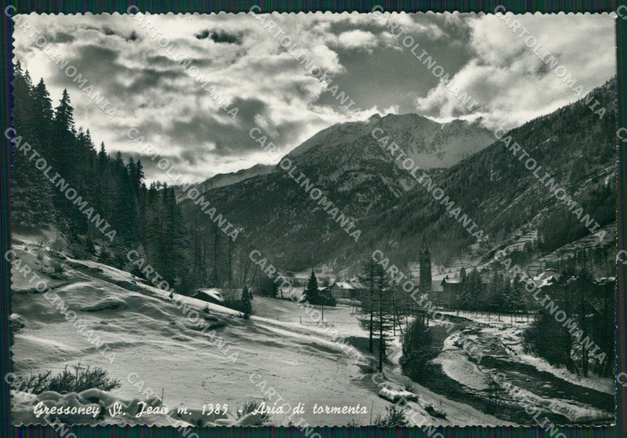 Aosta Gressoney Saint Jean Nevicata Foto FG cartolina KB1504 – fronte