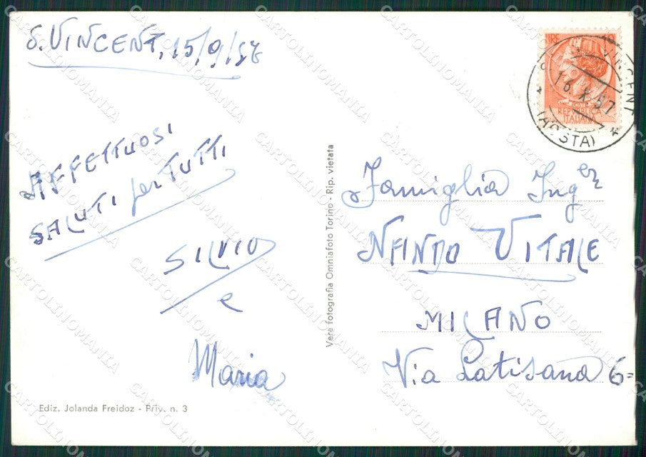 Aosta Saint Vincent Foto FG cartolina KB1508 – retro