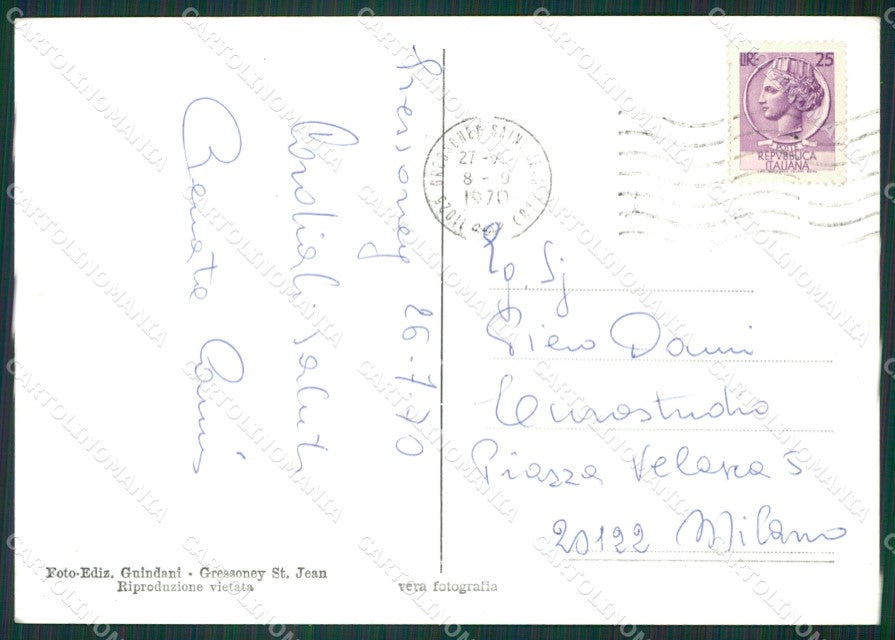 Aosta Gressoney Parietoa Rong Biela PIEGHINA Foto FG cartolina KB1510 – retro