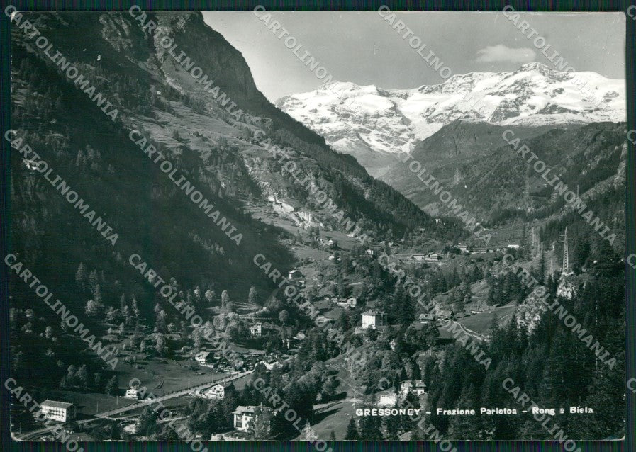 Aosta Gressoney Parietoa Rong Biela PIEGHE Foto FG cartolina KB1512 – fronte