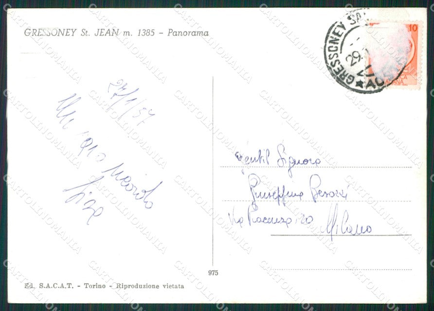 Aosta Gressoney Saint Jean Nevicata ABRASA Foto FG cartolina KB1517 – retro