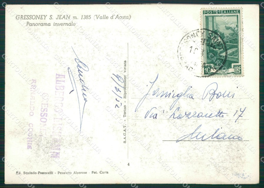Aosta Gressoney Saint Jean Nevicata Foto FG cartolina KB1519 – retro
