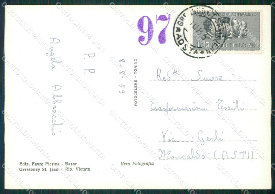 Aosta Gressoney Saint Jean Foto FG cartolina KB1531 – retro