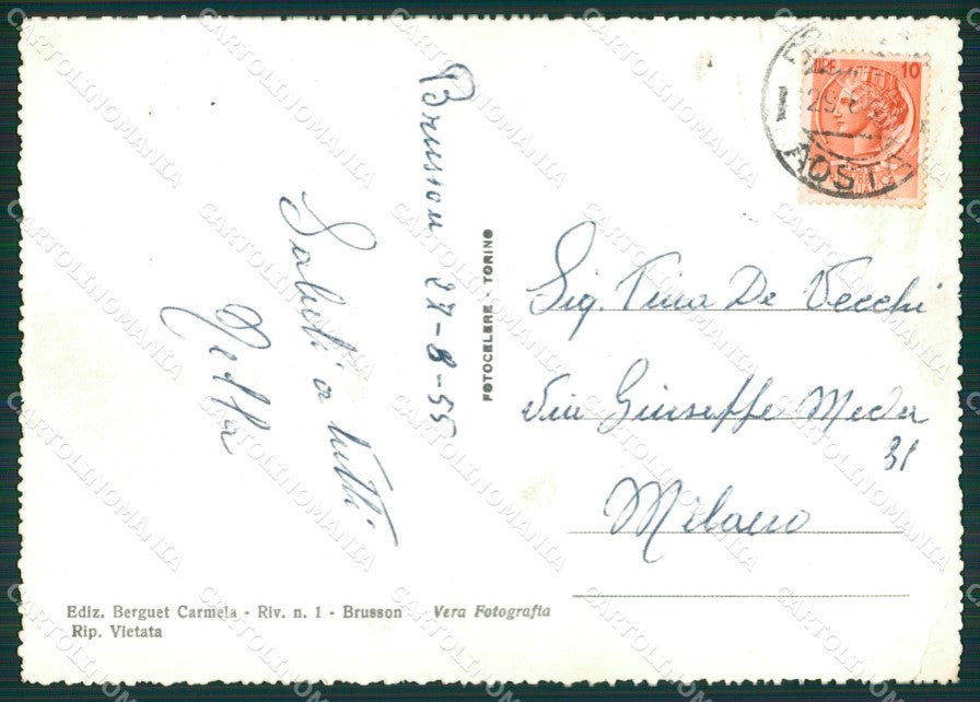 Torino Cesana Torinese Brusson Monte Palasina PIEGHINA Foto FG cartolina KB1545 – retro