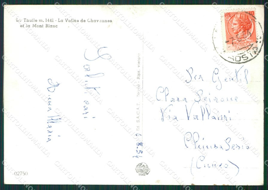 Aosta La Thuile Chavannes Monte Bianco PIEGHE Foto FG cartolina KB1552 – retro