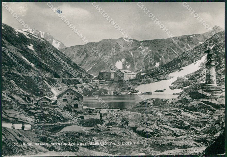Aosta Gran San Bernardo Albergo Italia Ospizio MACCHIA Foto FG cartolina KB1562 – fronte