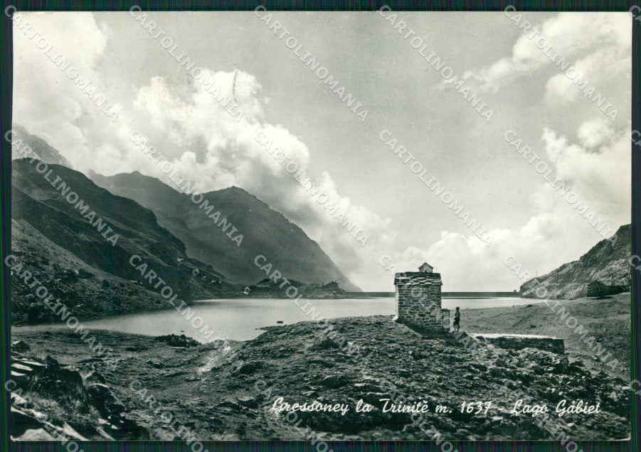 Aosta Gressoney la Trinitè Lago Gabiet PIEGA Foto FG cartolina KB1579 – fronte
