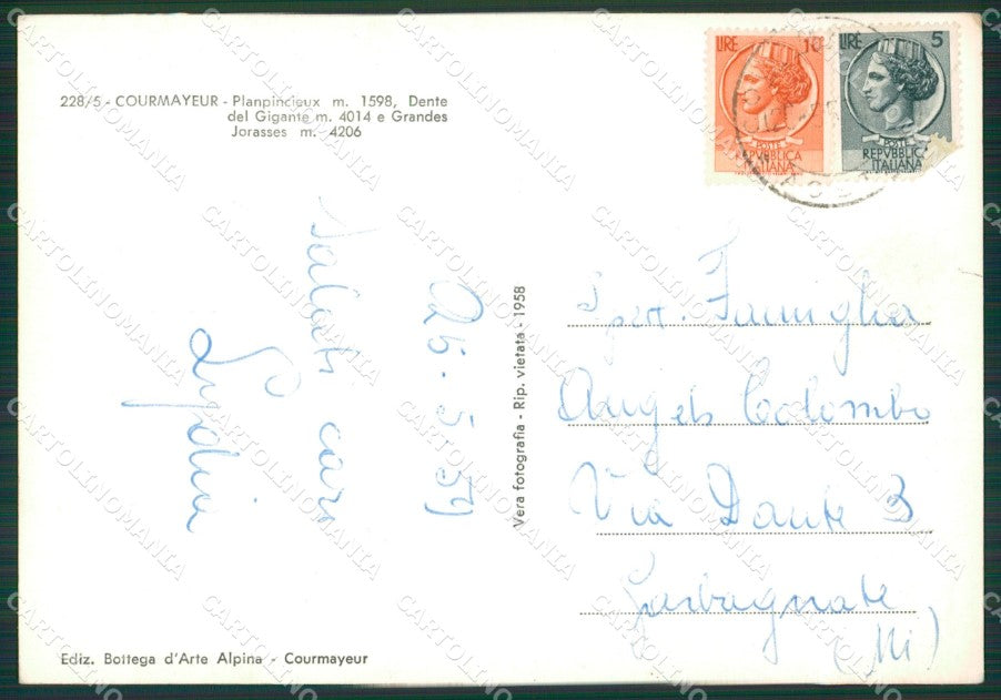 Aosta Courmayeur Foto FG cartolina KB1586 – retro