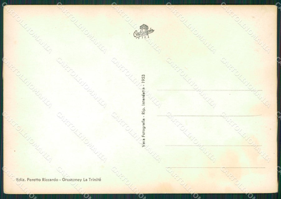 Aosta Gressoney la Trinitè PIEGHINA Foto FG cartolina KB1587 – retro