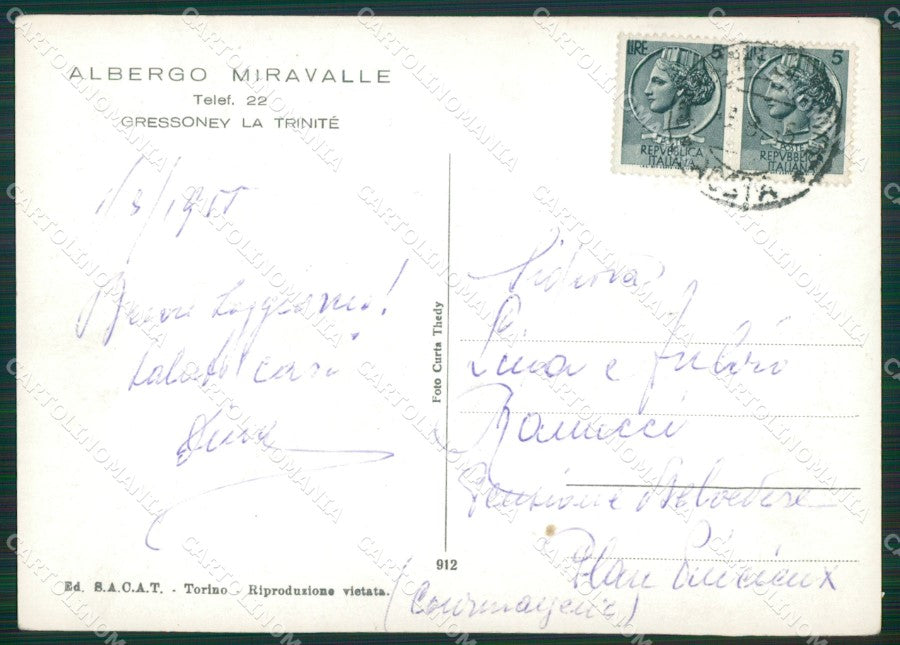 Aosta Gressoney la Trinitè Foto FG cartolina KB1591 – retro