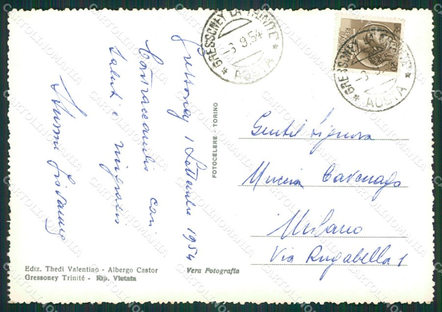 Aosta Gressoney la Trinitè Foto FG cartolina KB1601 – retro
