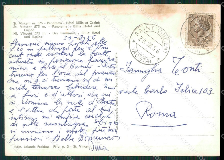 Aosta Saint Vincent ABRASA Foto FG cartolina KB1606 – retro