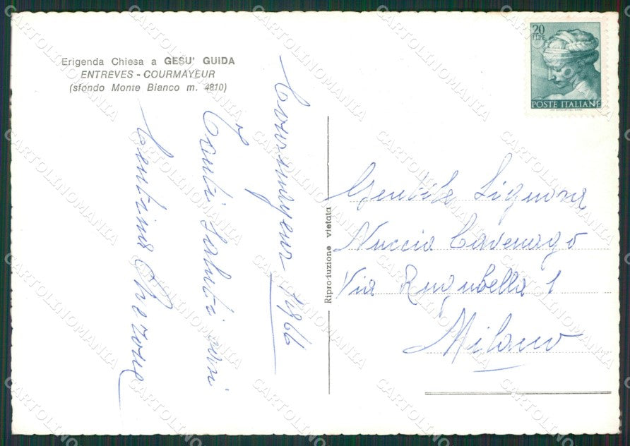 Aosta Courmayeur Entrèves Monte Bianco Foto FG cartolina KB1612 – retro
