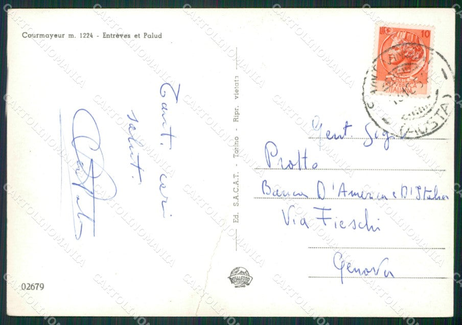 Aosta Courmayeur Entrèves Palud PIEGA Foto FG cartolina KB1619 – retro
