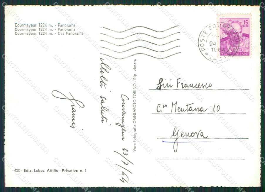Aosta Courmayeur Foto FG cartolina KB1625 – retro