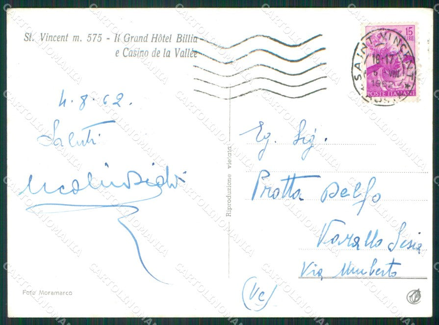 Aosta Saint Vincent PIEGHINA Foto FG cartolina KB1645 – retro