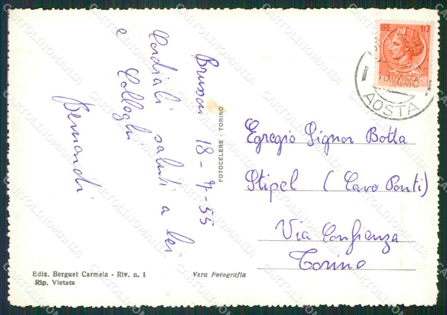 Aosta Brusson PIEGHINA Foto FG cartolina KB1666 – retro