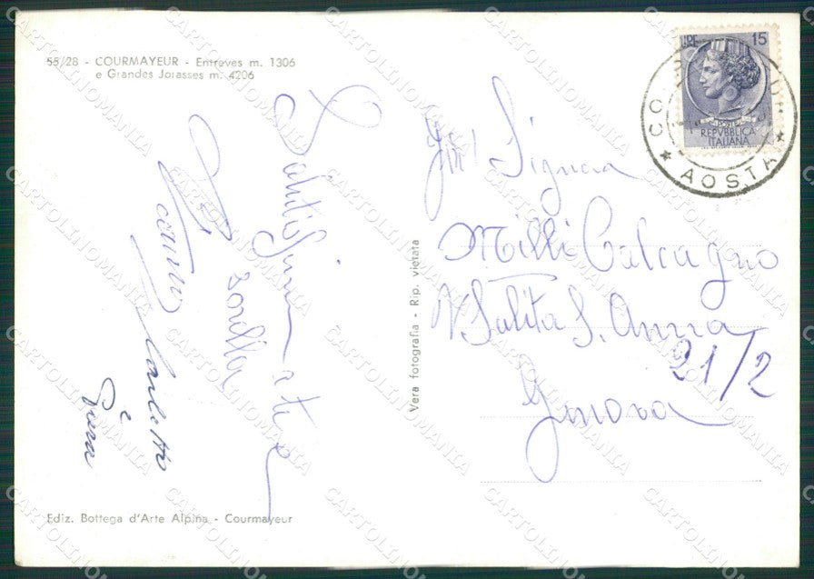 Aosta Courmayeur Entrèves Foto FG cartolina KB1667 – retro