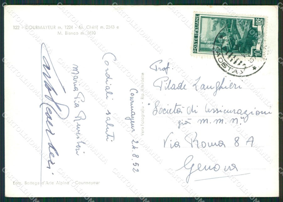 Aosta Courmayeur Monte Bianco Foto FG cartolina KB1671 – retro