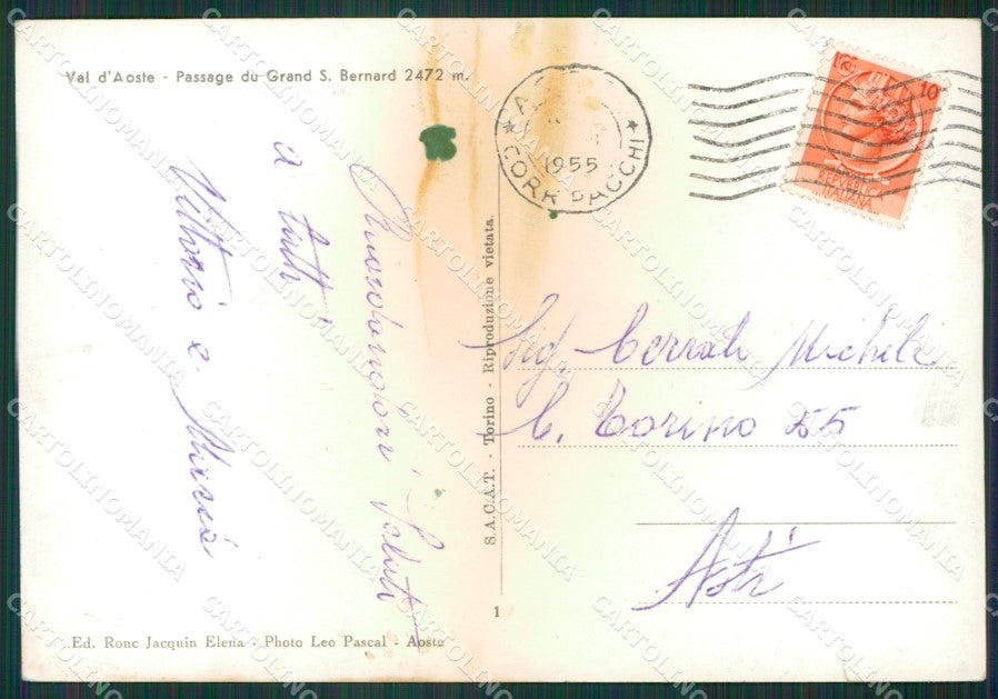 Aosta Gran San Bernardo STRAPPINO Foto FG cartolina KB1675 – retro