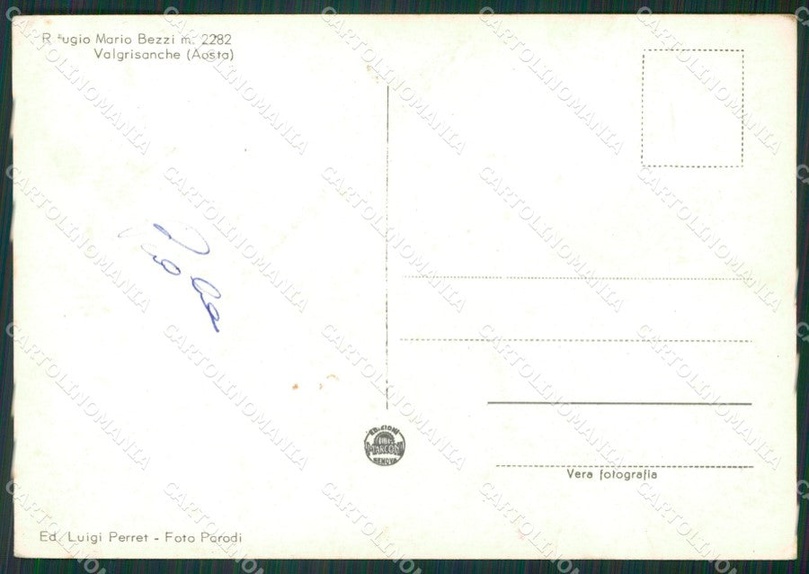 Aosta Valgrisanche Rifugio Mario Bezzi Nevicata Foto FG cartolina KB1678 – retro