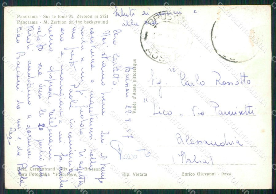 Aosta Brusson Monte Zerbion ABRASA PIEGHINA Foto FG cartolina KB1683 – retro
