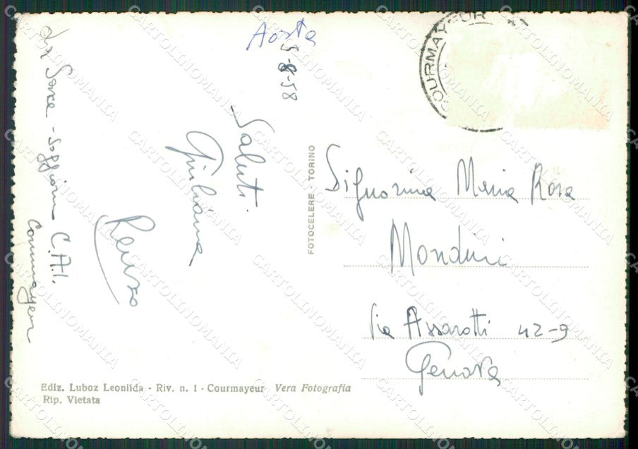 Aosta Courmayeur Entrèves Brenva Catena Monte Bianco Foto FG cartolina KB1687 – retro