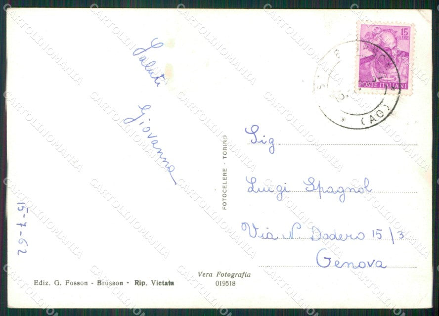 Aosta Brusson PIEGHINA Foto FG cartolina KB1691 – retro