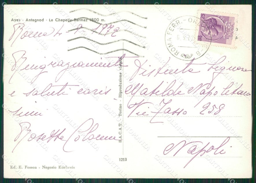 Aosta Ayas Antagnod Pecore Foto FG cartolina KB1693 – retro