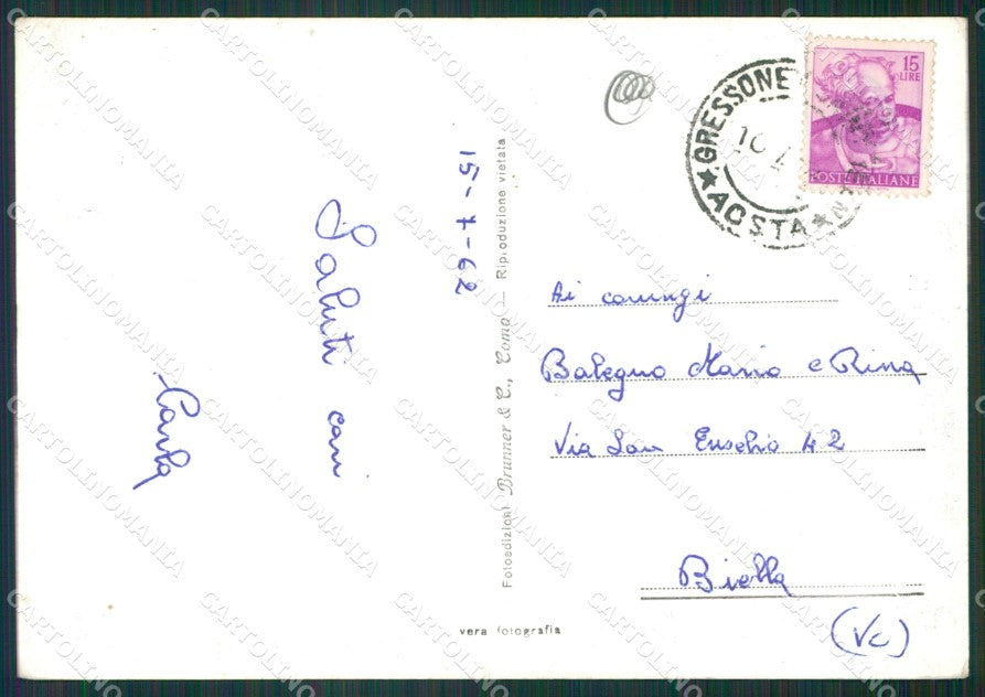Aosta Gressoney la Trinitè Foto FG cartolina KB1695 – retro