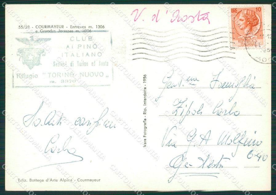 Aosta Courmayeur Entrèves Cai Foto FG cartolina KB1704 – retro