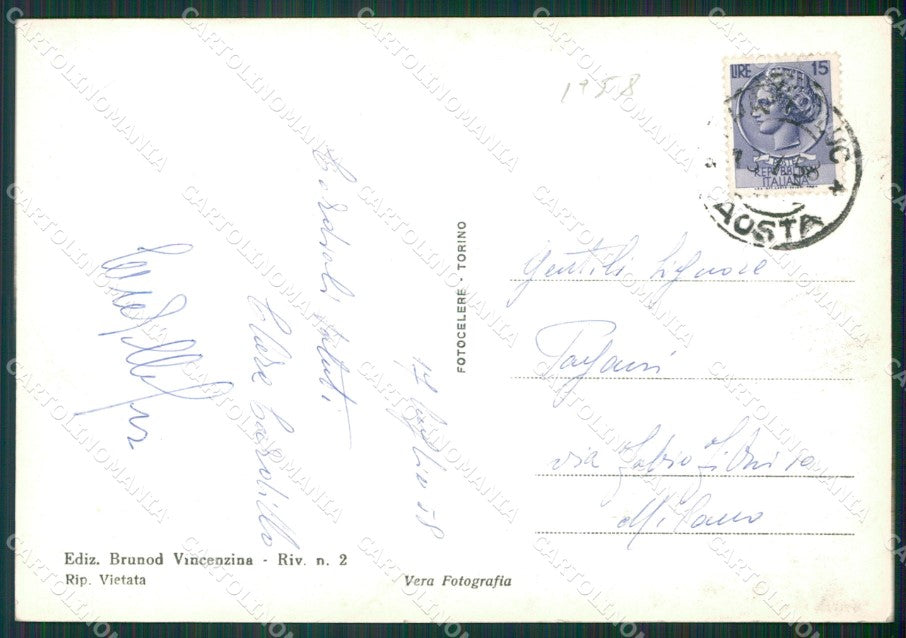 Aosta Ayas Champoluc Testa Grigia Foto FG cartolina KB1724 – retro