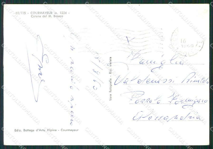 Aosta Courmayeur Catena Monte Bianco Foto FG cartolina KB1729 – retro