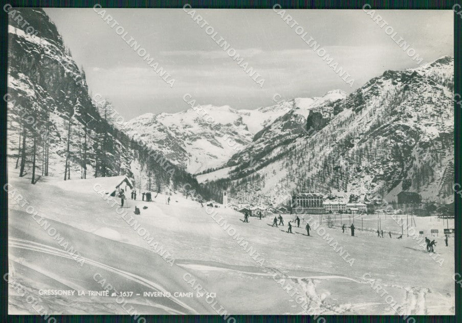 Aosta Gressoney la Trinitè Nevicata Sci Foto FG cartolina KB1733 – fronte
