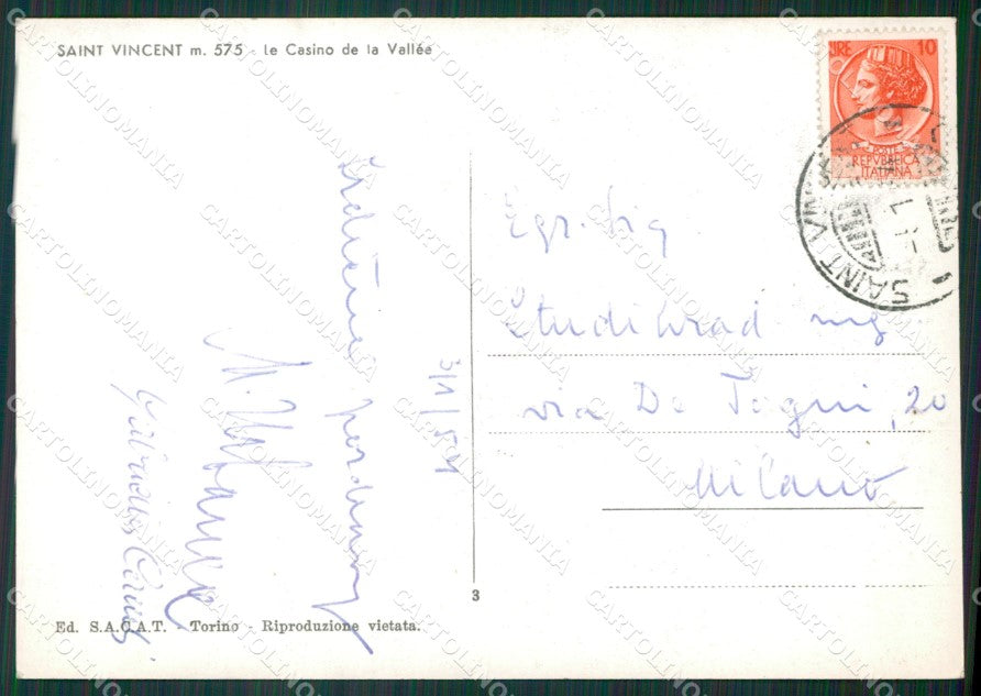 Aosta Saint Vincent Foto FG cartolina KB1738 – retro