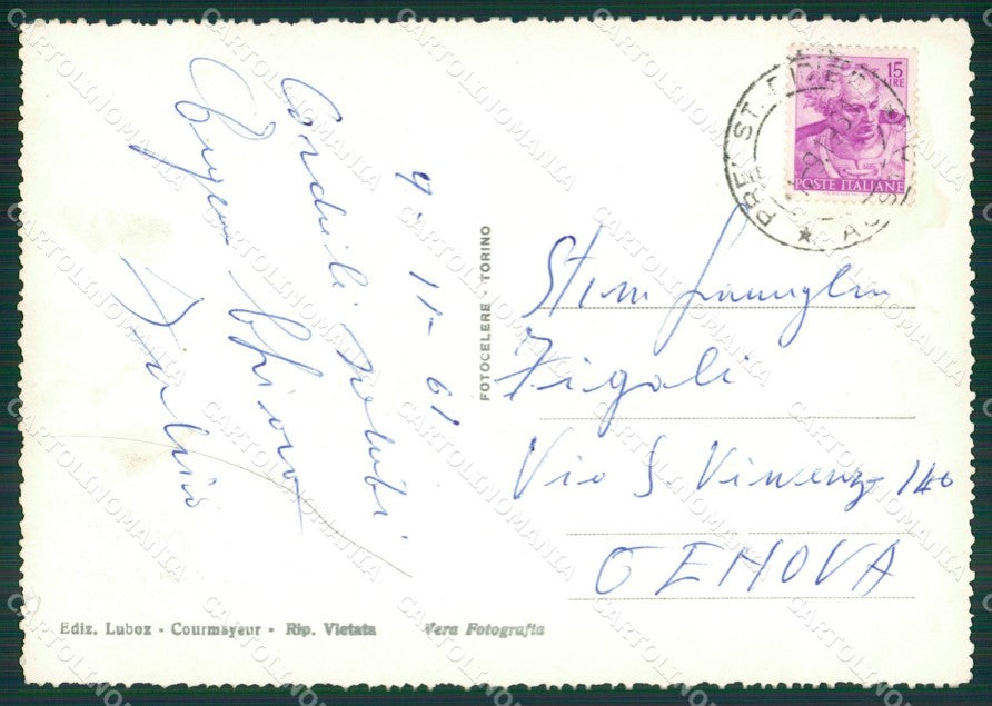 Aosta Courmayeur Dolonne STRAPPINO PIEGHINA Foto FG cartolina KB1745 – retro