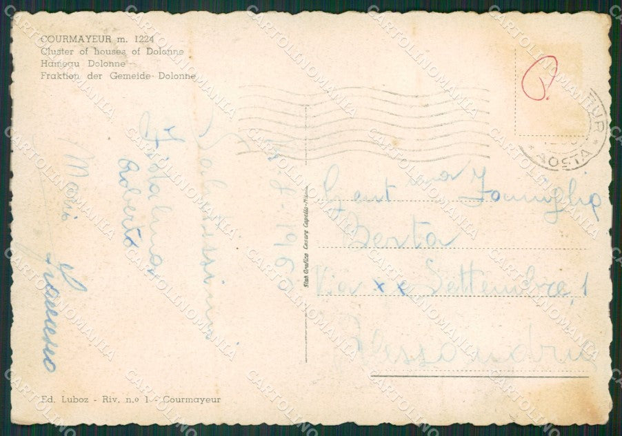 Aosta Courmayeur Dolonne FG cartolina KB1747 – retro